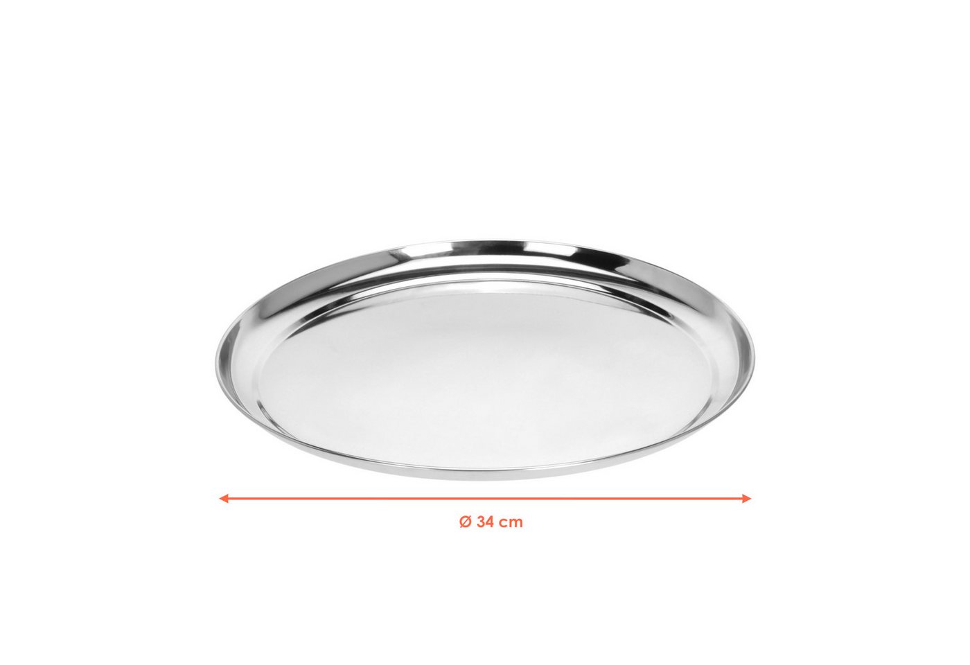 Spetebo Dekotablett Edelstahl Serviertablett rund silber - 34 cm (Artikel, Dekotablett), Metall Tablet für Dekorationen – Bild 2 von 3