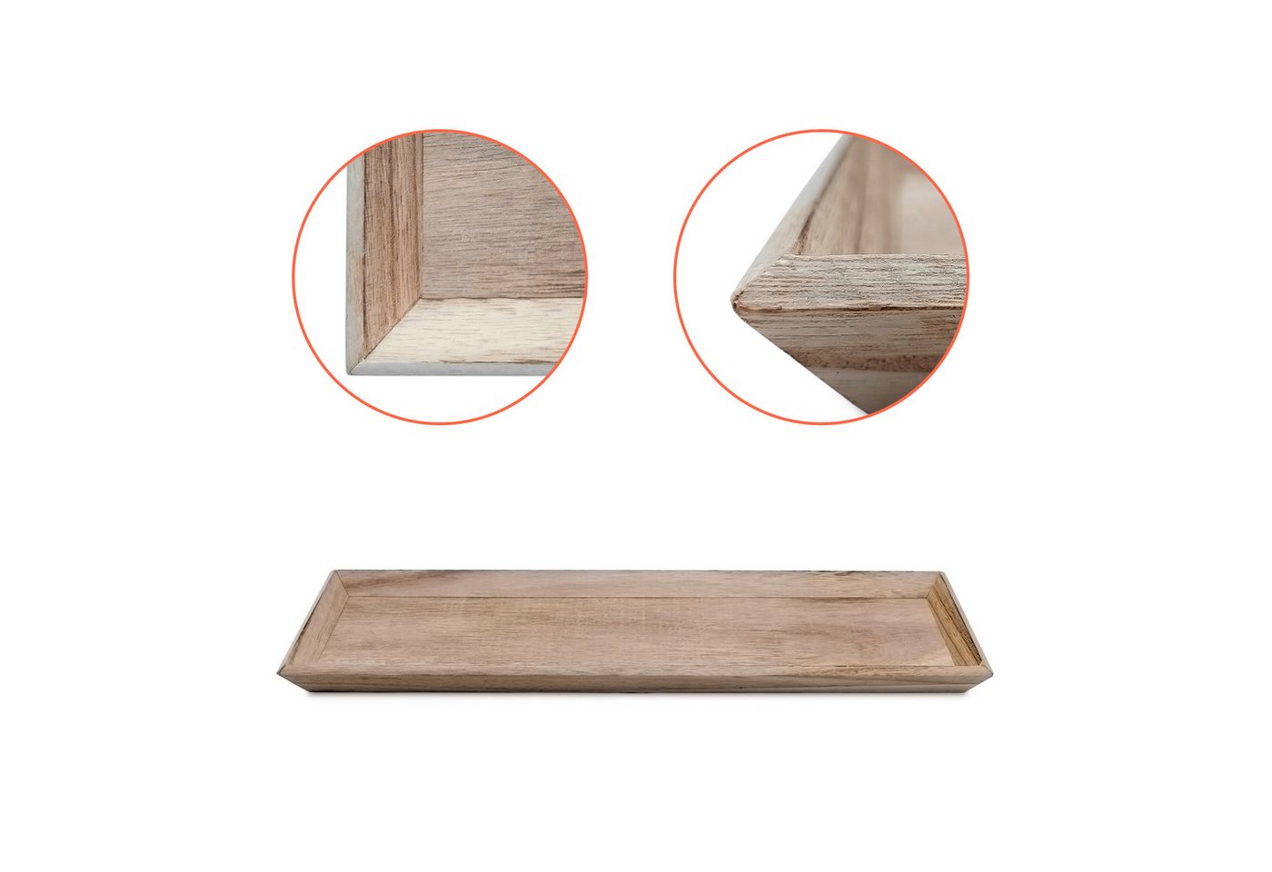 Spetebo Dekotablett Holz Deko Tablett rechteckig (Stück, 1 St., Dekotablett), Kerzentablett natur mit schrägem Rand – Bild 3 von 5