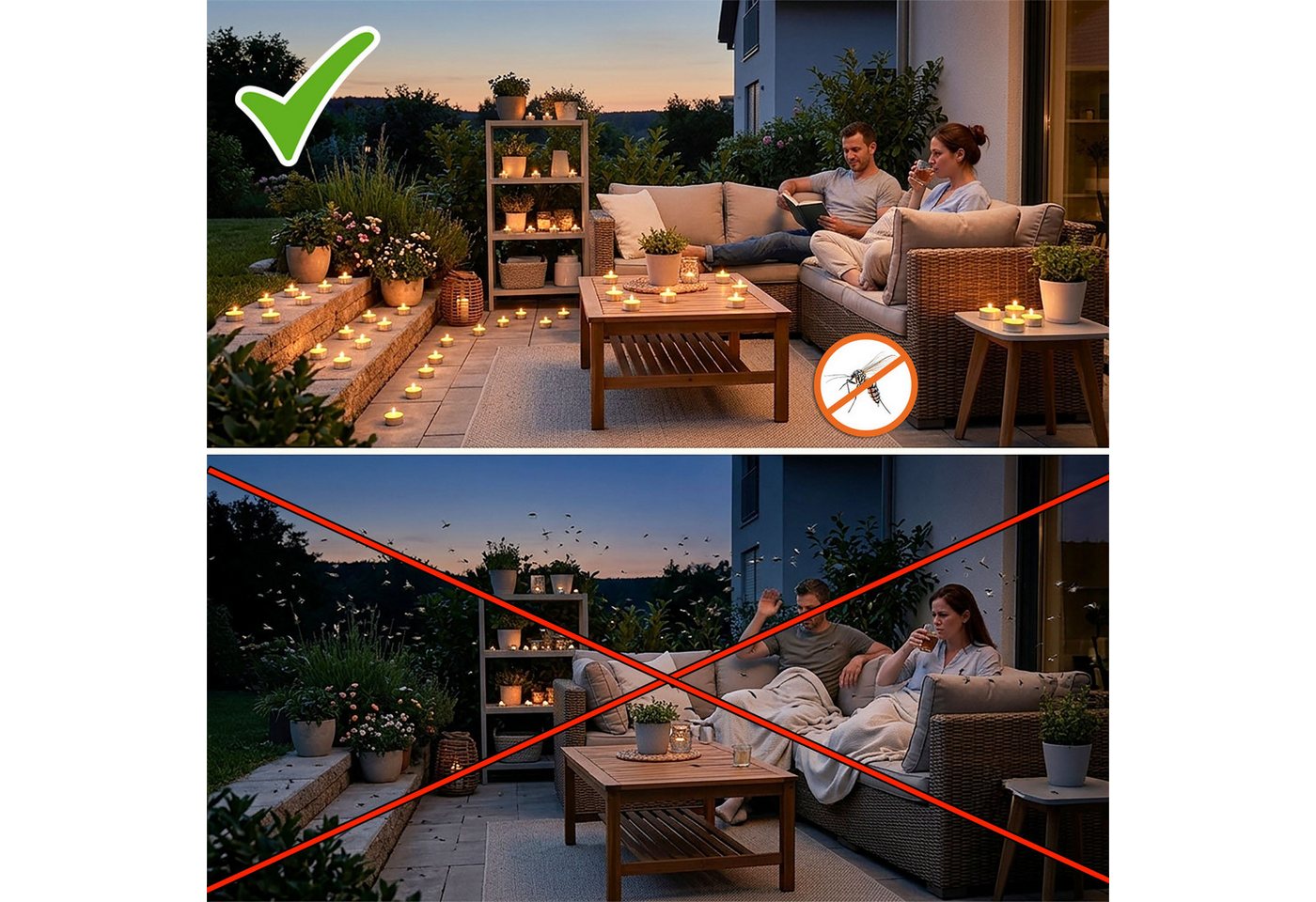 Spetebo Duftkerze Citronella Duft Teelicht - 40er Pack (Set, 40-tlg., Insekten Abwehr), Zitronen Duftkerze gegen Mücken – Bild 3 von 5