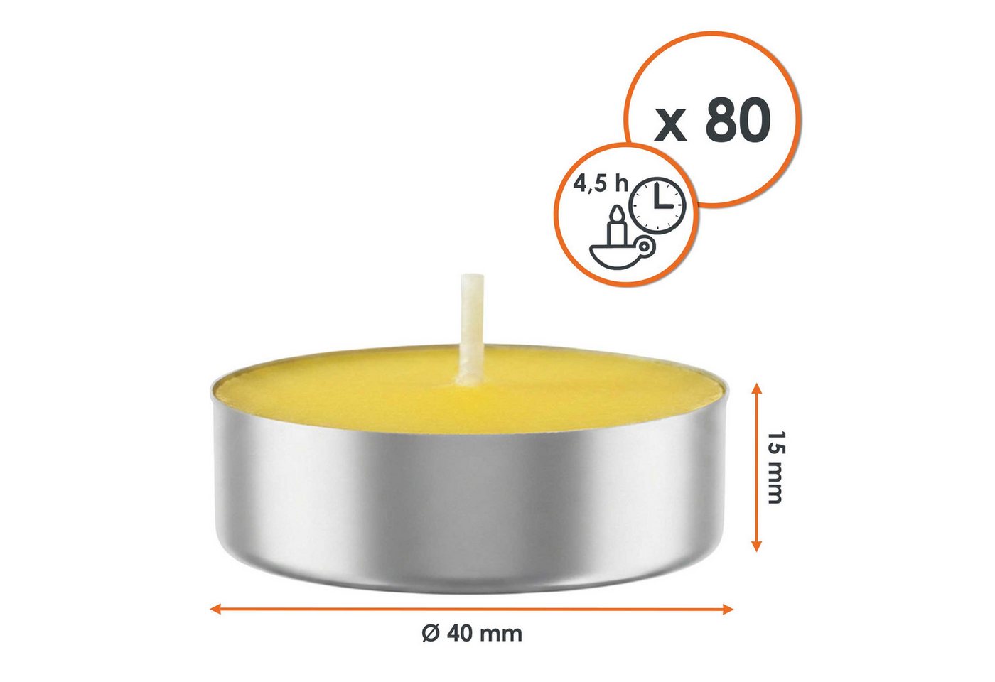 Spetebo Duftkerze Citronella Duft Teelicht - 40er Pack (Set, 40-tlg., Insekten Abwehr), Zitronen Duftkerze gegen Mücken – Bild 4 von 5