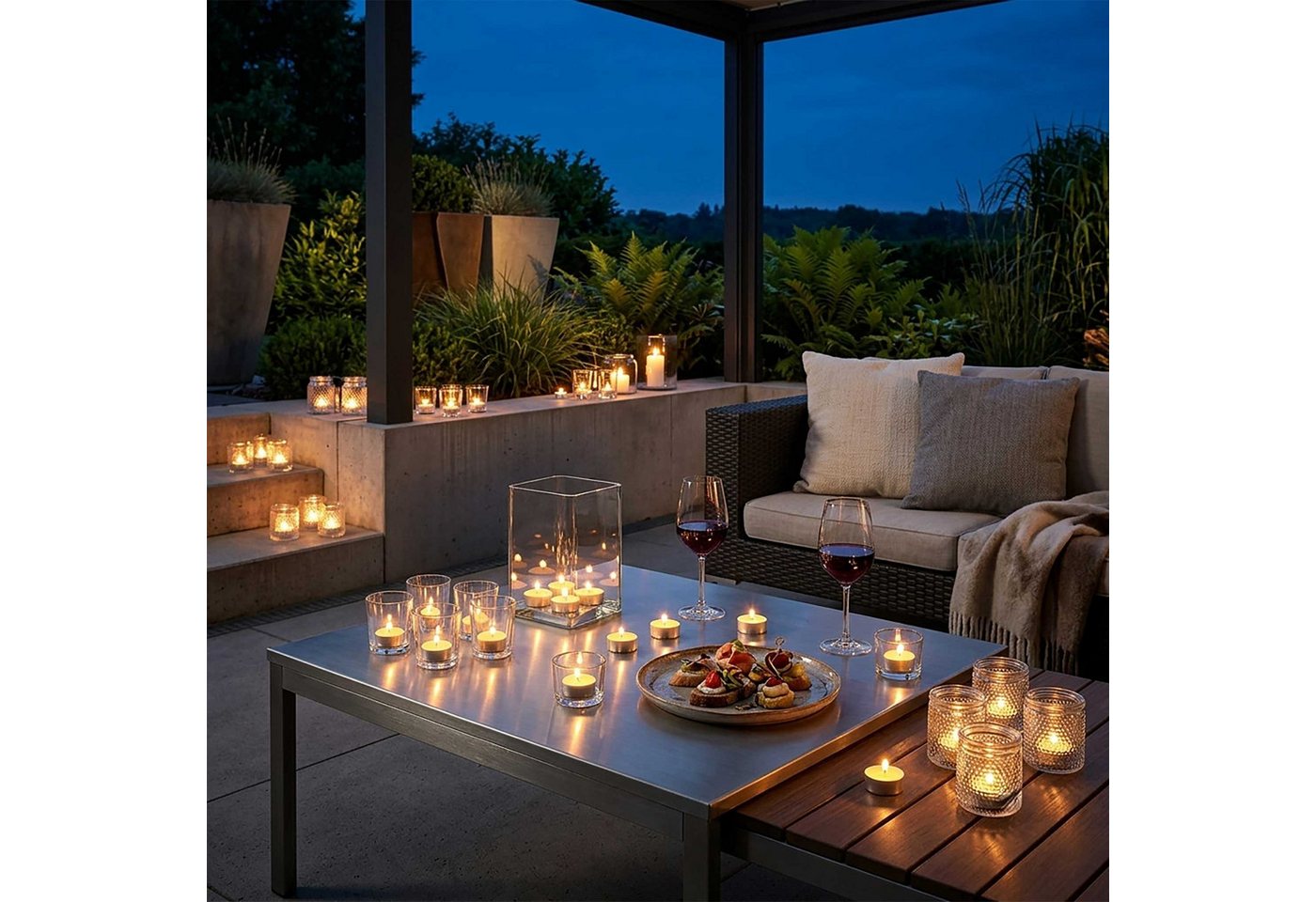 Spetebo Duftkerze Citronella Duft Teelicht - 40er Pack (Set, 40-tlg., Insekten Abwehr), Zitronen Duftkerze gegen Mücken – Bild 5 von 5