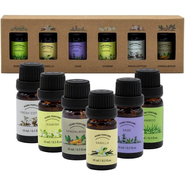 Spetebo Duftöl Aromaöl für Diffuser in 6 verschiedenen Düfen (12er Set, 1-St., 12 Flacon mit jeweils 10ml), zur Anwendung in Diffuser-Gräten