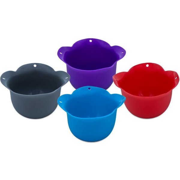 Spetebo Eier-Pochierer aus Silikon in 4 Farben sortiert, (Eierpochierform 4-tlg), Spülmaschinen geeignet