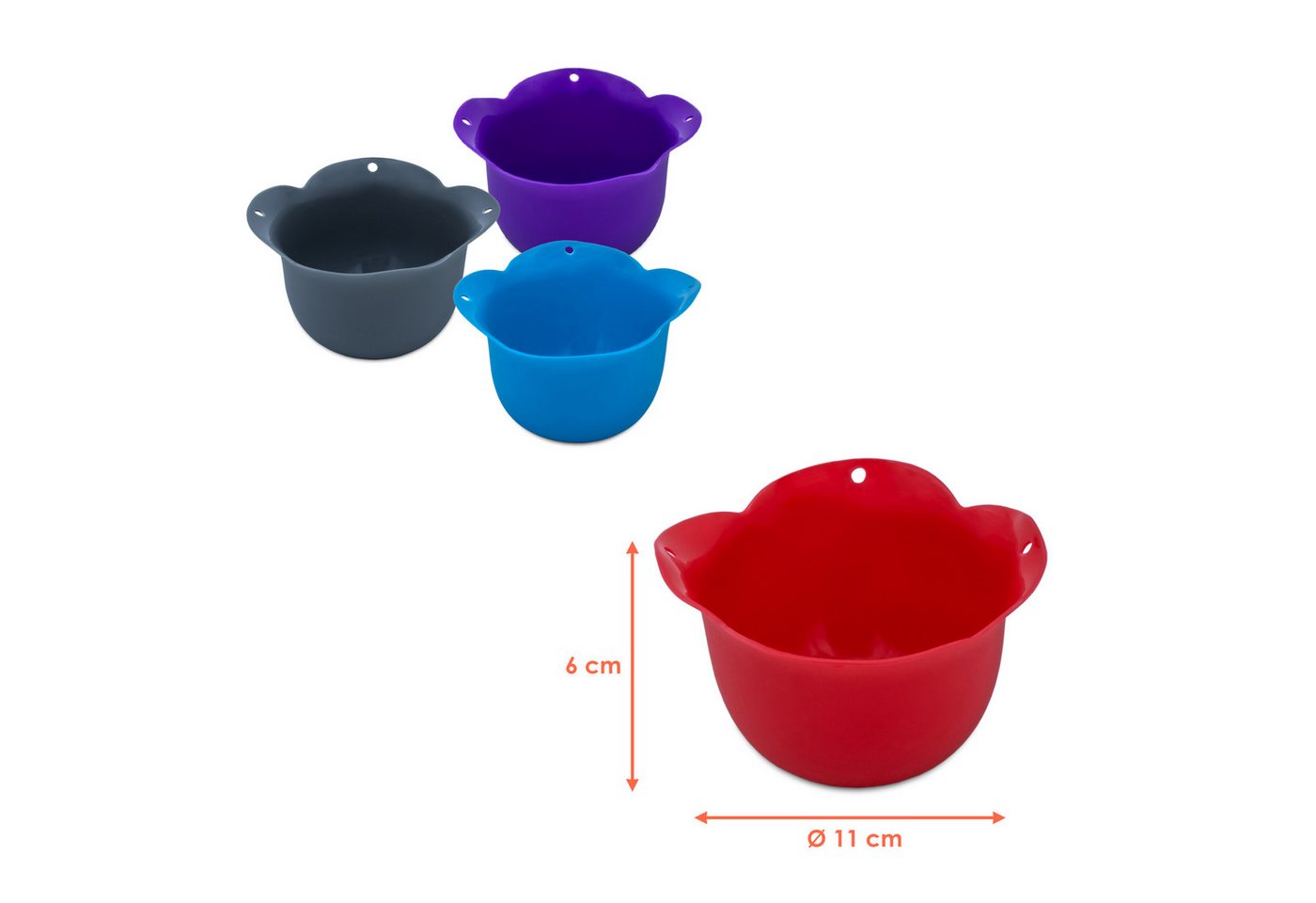 Spetebo Eier-Pochierer aus Silikon in 4 Farben sortiert, (Eierpochierform 4-tlg), Spülmaschinen geeignet – Bild 2 von 5