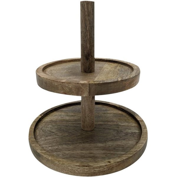 Spetebo Etagere Mangoholz Etagere mit 2 Ablagen - 25 cm, Mangoholz, (Packung, 1-tlg., 1 x Servierständer), Servierständer aus Holz