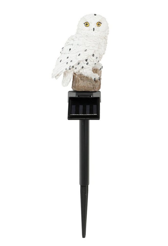 Spetebo Gartenfigur LED Solar Gartenstecker EULE warm weiß - 45 x 10cm, Garten Deko Leuchte mit Dämmerungssensor – Bild 4 von 4