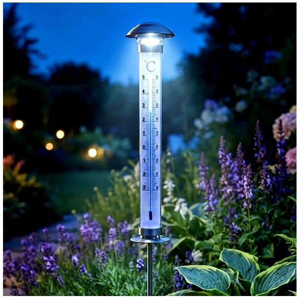 Spetebo Gartenthermometer XXL Solar Außenthermometer - 112 cm, Stück 1-tlg., Solar Thermometer, Solar betrieben