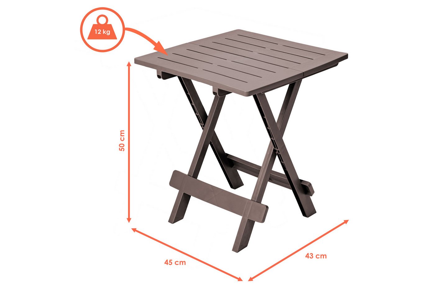 Spetebo Gartentisch Kunstoff Klapptisch ADIGE - braun (Stück, 1-St., Kunststoff Tisch), Garten Beistelltisch klappbar – Bild 2 von 4