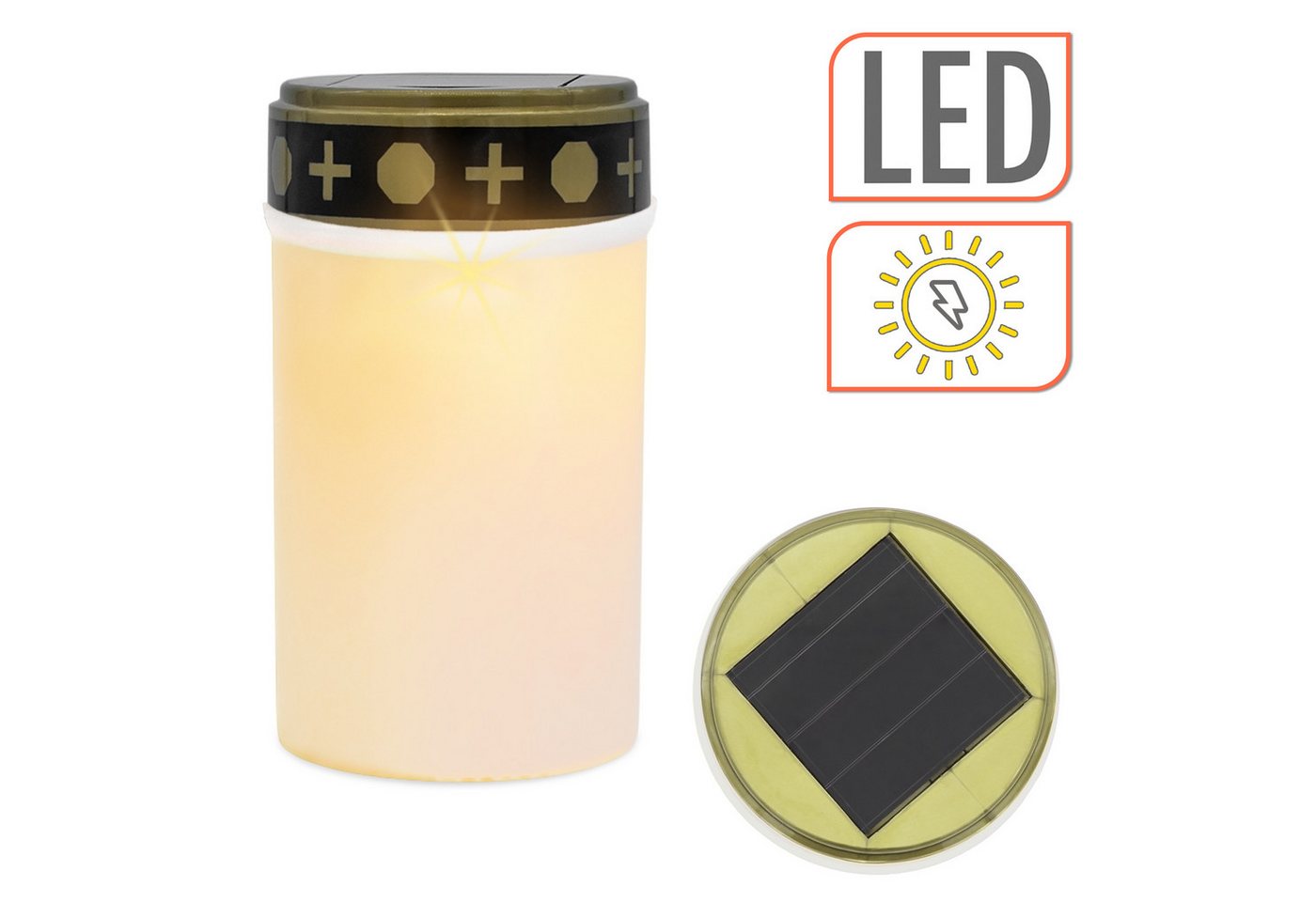 Spetebo Grabkerze LED Solar Grablicht mit Flacker Effekt 2er Set (Set, 1-tlg., 2), mit Flacker Effekt – Bild 3 von 5