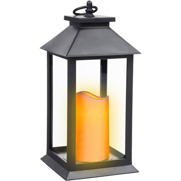 Spetebo Kerzenlaterne Laterne schwarz inklusive LED Kerze mit Flacker Effekt (Artikel, 1x Laterne mit 1x LED Kerze), Deko Leuchte mit Kerzenflackern Batterie be