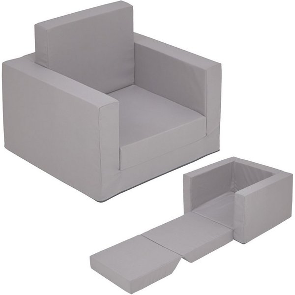 Spetebo Kindersessel Polstersessel 2in1 ausklappbar - grau - Kindersessel 48 x 41 cm (Artikel, 1-St., Stück), zum Aufklappen
