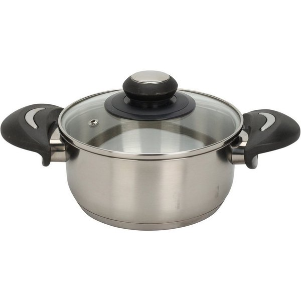 Spetebo Kochtopf Edelstahl Kochtopf mit Glasdeckel 1,4 L / Ø 16 cm, Edelstahl (Packung, 2-tlg., Topf mit Deckel), Universal Küchen Topf mit Griffen