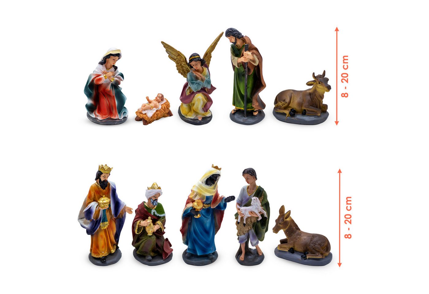 Spetebo Krippe XL Weihnachtskrippe Figuren Set - 10-teilig (10-tlg), Krippen Stall Zubehör Tisch Dekoration - Weihnachten Advent Deko – Bild 2 von 5