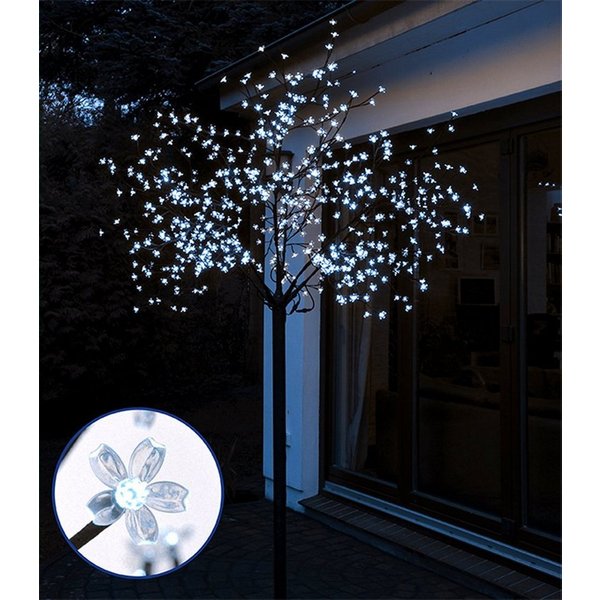 Spetebo LED Baum LED Kirschblütenbaum - 250 cm - Deko Leuchtbaum, An / Aus, LED, kaltweiß, Lichterbaum kalt weiß beleuchtet für den Aussenbereich