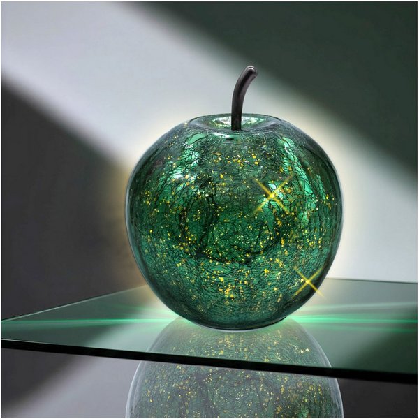 Spetebo LED Dekoobjekt, Ein-/Ausschalter, Timer, LED fest verbaut, warm weiß, Deko Frucht aus Crackle Glas beleuchtet Batterie betrieben
