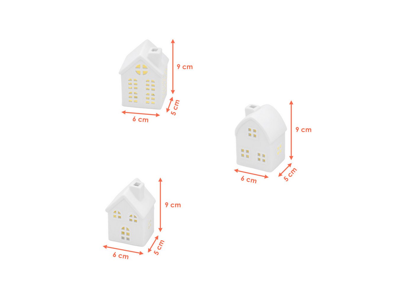Spetebo LED Dekoobjekt LED Keramik Haus weiß, AN / AUS, LED fest integriert, warm weiß, Deko Weihnachtsdorf mit Beleuchtung in warm weiß – Bild 2 von 4