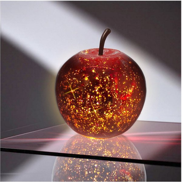 Spetebo LED Dekoobjekt, Ein-/Ausschalter, Timer, LED fest verbaut, warm weiß, Deko Frucht aus Crackle Glas beleuchtet Batterie betrieben
