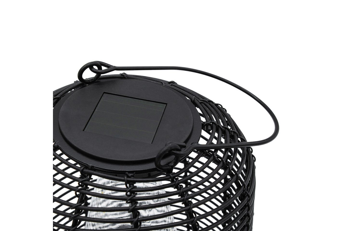 Spetebo LED Gartenleuchte Solar Lampe schwarz, mit Glühbirne, LED, warm weiß, in Rattan Optik – Bild 4 von 5