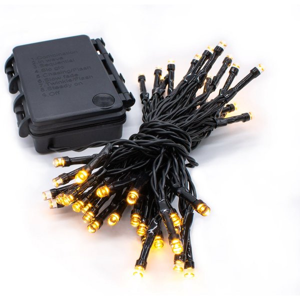 Spetebo LED-Lichterkette Außen Lichterkette warm weiß mit Timer 96 LED, Garten Deko Beleuchtung mit 8 Funktionen - Batterie betrieben