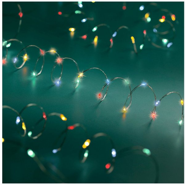 Spetebo LED-Lichterkette LED Draht Lichterkette 5 m - 100 LED, 100-flammig, Deko Beleuchtung für Außen mit 8 Funktionen