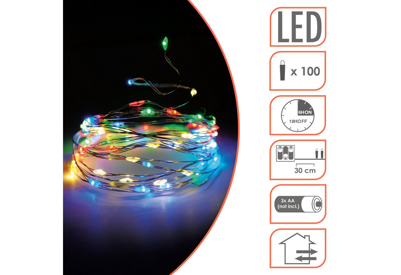 Spetebo LED-Lichterkette LED Draht Lichterkette 5 m - 100 LED, 100-flammig, Deko Beleuchtung für Außen mit 8 Funktionen – Bild 3 von 5