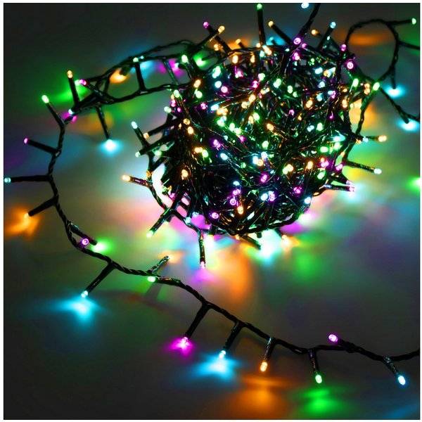 Spetebo LED-Lichterkette Lichterkette mit Timer und 8 Leuchtfunktionen - soft bunt, 120-flammig, mit 8 Leuchtfunktionen und Timer
