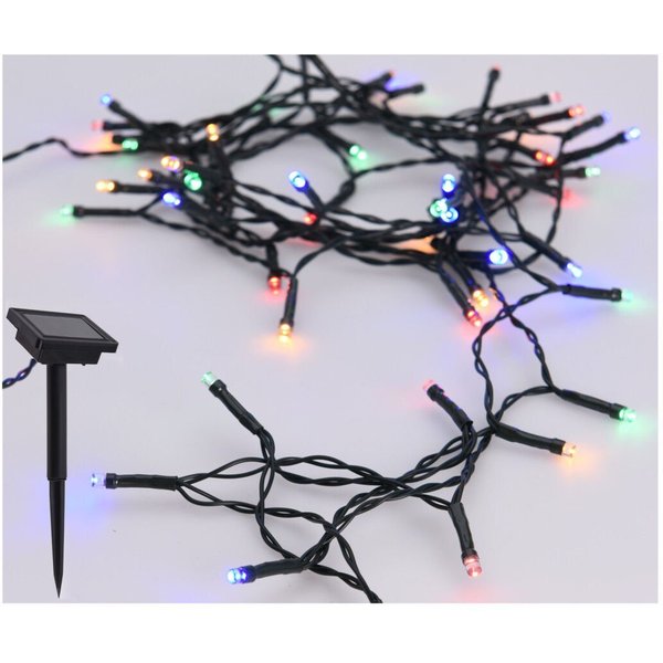 Spetebo LED-Lichterkette Solar Draht Lichterkette bunt - 7 m / 50 LED, 50-flammig, Deko Beleuchtung mehrfarbig für Garten und Balkon