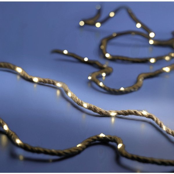 Spetebo LED-Lichterkette Tau mit Draht Lichterkette warm weiß mit Timer 400 cm, 60-flammig, Batterie betrieben