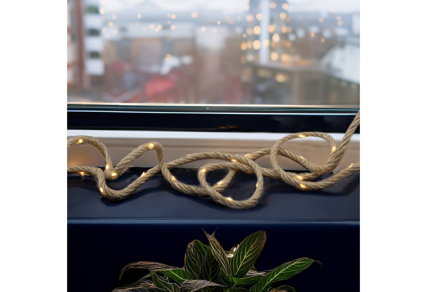 Spetebo LED-Lichterkette Tau mit Draht Lichterkette warm weiß mit Timer 400 cm, 60-flammig, Batterie betrieben – Bild 4 von 5