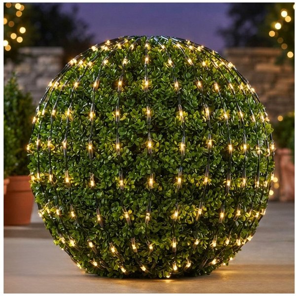 Spetebo LED-Lichternetz LED Buchsbaum Beleuchtung mit 144 LED warm weiß, 144-flammig, Garten Deko Lichtervorhang
