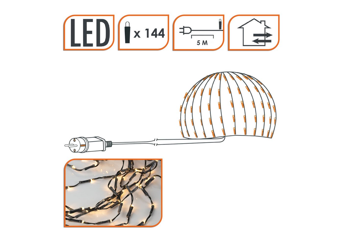 Spetebo LED-Lichternetz LED Buchsbaum Beleuchtung mit 144 LED warm weiß, 144-flammig, Garten Deko Lichtervorhang – Bild 2 von 5