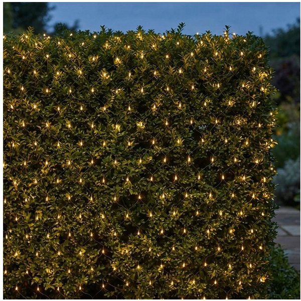 Spetebo LED-Lichternetz LED Lichternetz mit 320 LED warm weiß, 160-flammig, mit Netzstecker - Garten Deko Lichtervorhang