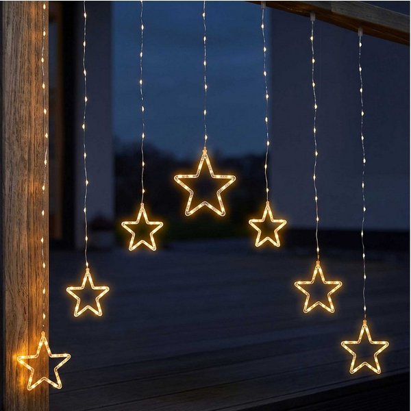 Spetebo LED-Lichtervorhang LED Sternen Lichtervorhang warm weiß - 120 cm, 136-flammig, mit Timer