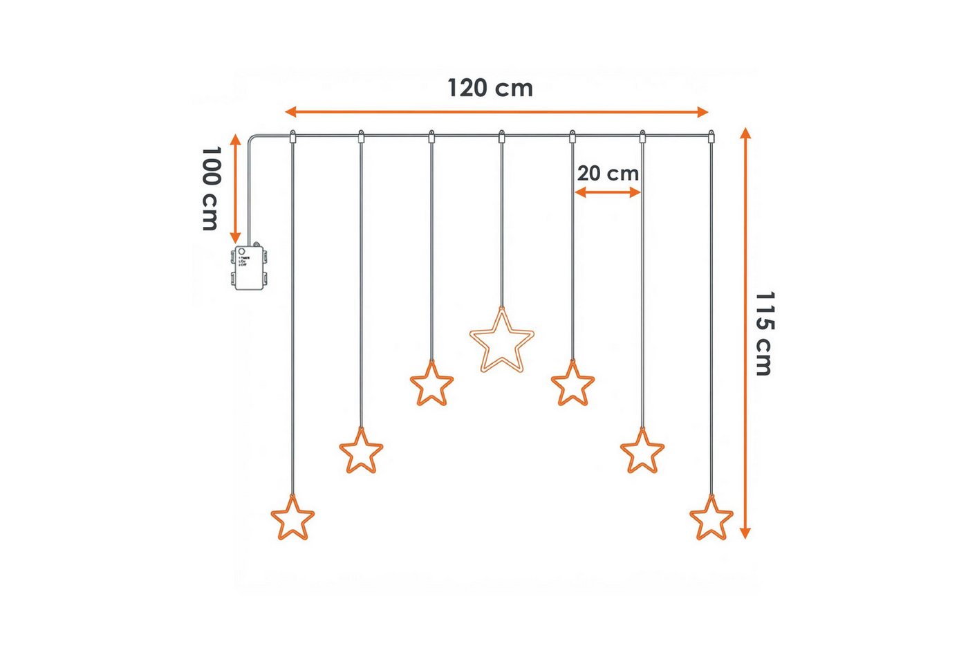 Spetebo LED-Lichtervorhang LED Sternen Lichtervorhang warm weiß - 120 cm, 136-flammig, mit Timer – Bild 4 von 5