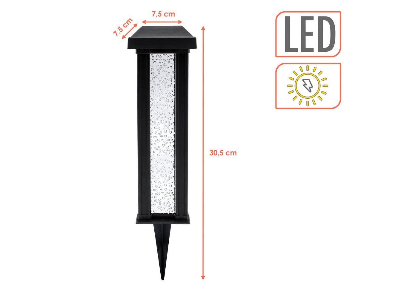 Spetebo LED Solarleuchte Gartenstecker im Sprudelsäule Design - 30 cm, Solar betrieben, LED fest integriert, warm weiß, stimmungsvolles Lichtspiel – Bild 2 von 5