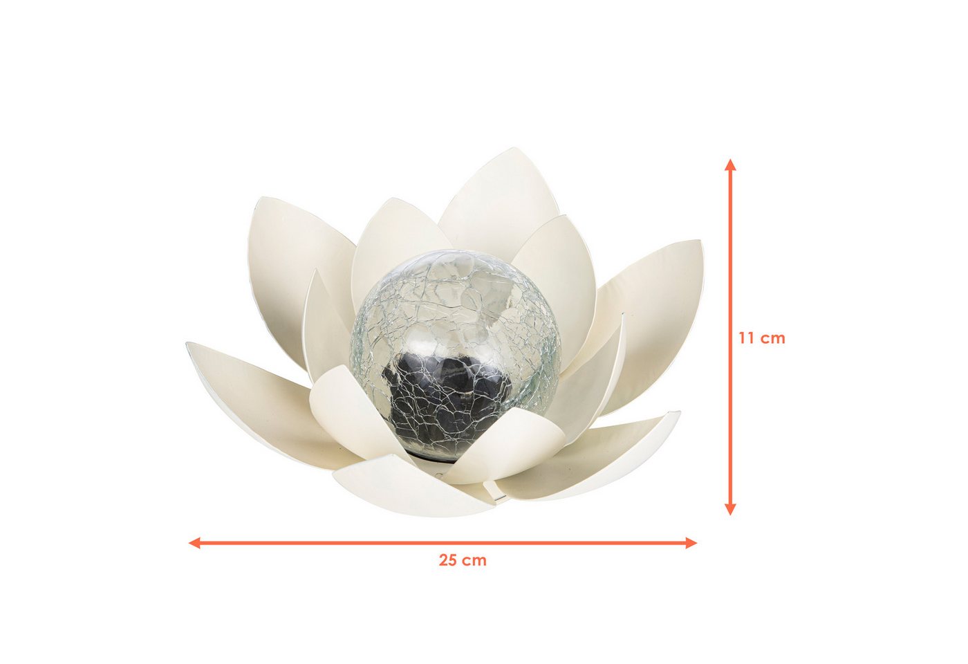 Spetebo LED Solarleuchte LED Solar Lotusblüte mit Crackleglas Kugel - 25 x 11 cm, LED, warm weiß, Garten Deko Kugelleuchte – Bild 2 von 4