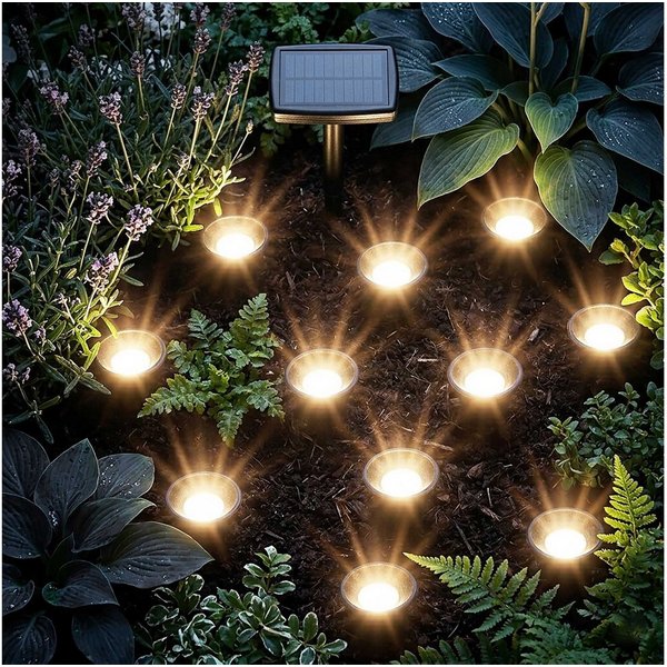 Spetebo LED Solarleuchte LED Solar Pflanzenstrahler klein - 10er Set, Ein-/Ausschalter, LED fest verbaut, warm weiß, Mini Garten Strahler Deko Beleuchtung für a