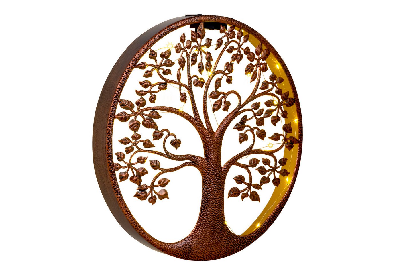 Spetebo LED Solarleuchte LED Solar Wanddeko BAUM antik bronze - 40 cm, Einschaltautomatik, LED fest integriert, warmweiß, Metall Wand Bild warm weiß beleuchtet – Bild 3 von 5
