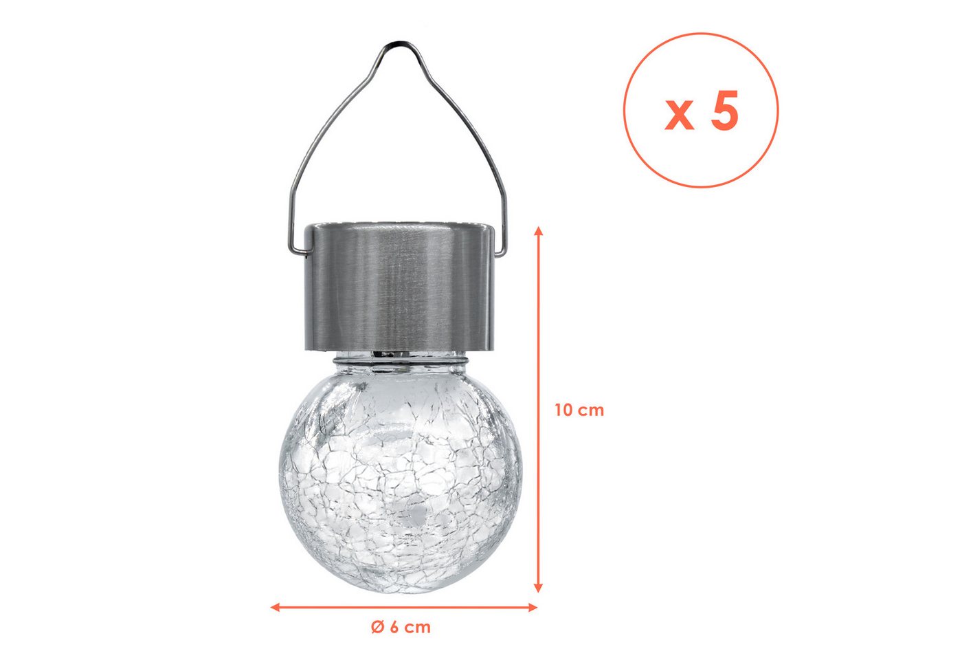 Spetebo LED Solarleuchte Solarleuchten in Bruchglas Optik, Ein-/Ausschalter, LED, warm weiß, Gartenbeleutung Hängekugeln Gartendeko – Bild 2 von 5