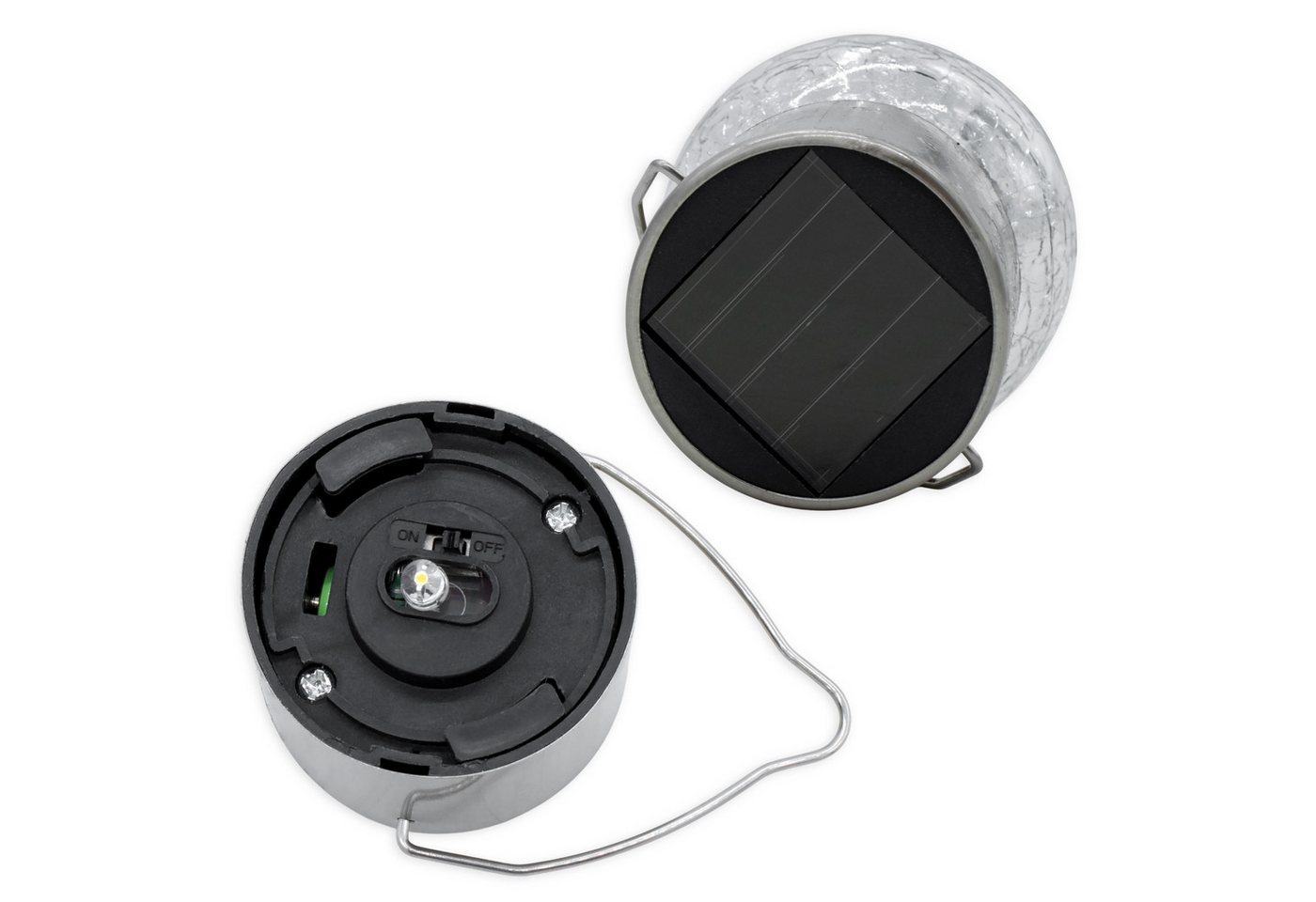 Spetebo LED Solarleuchte Solarleuchten in Bruchglas Optik, Ein-/Ausschalter, LED, warm weiß, Gartenbeleutung Hängekugeln Gartendeko – Bild 4 von 5