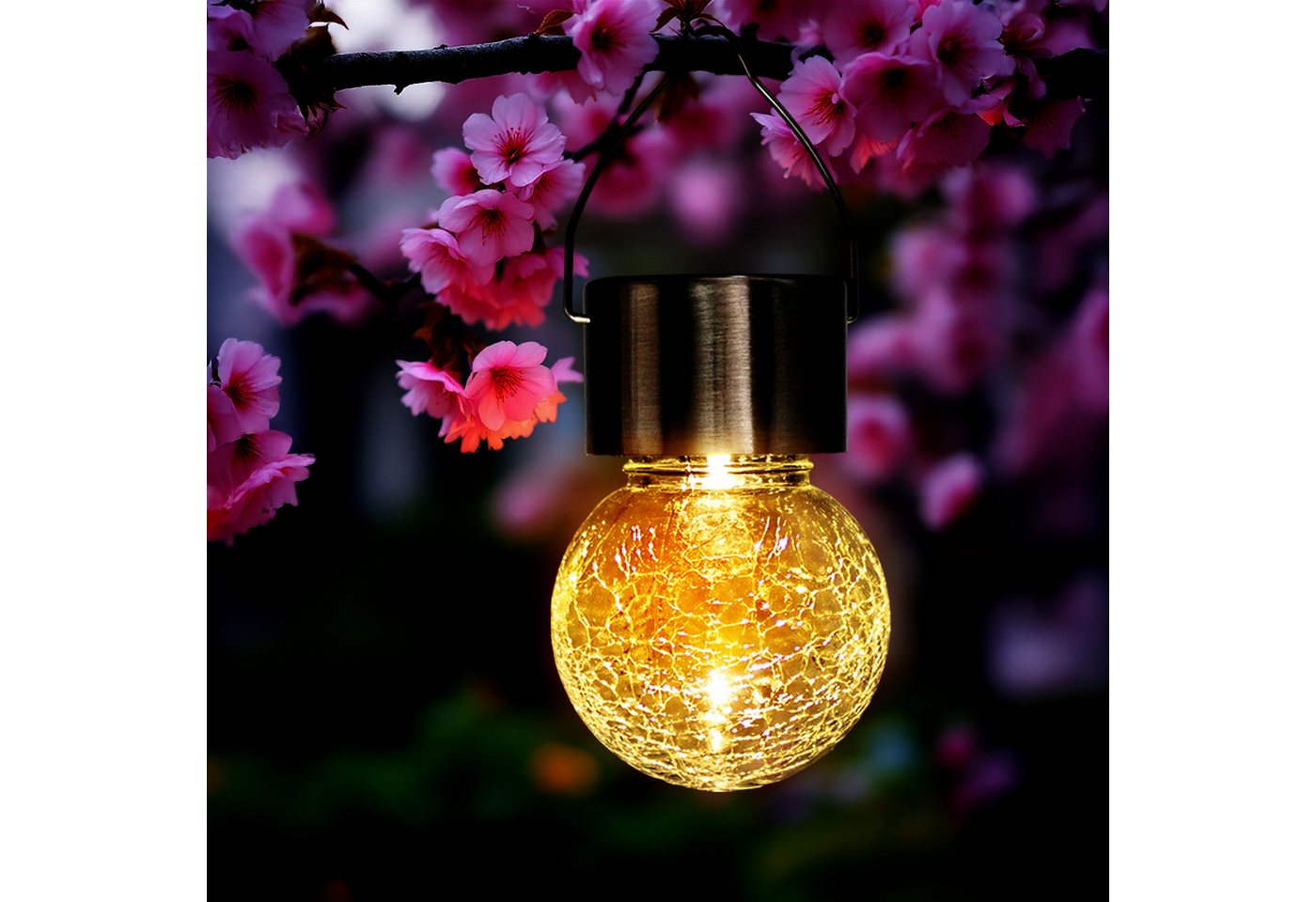 Spetebo LED Solarleuchte Solarleuchten in Bruchglas Optik, Ein-/Ausschalter, LED, warm weiß, Gartenbeleutung Hängekugeln Gartendeko – Bild 5 von 5