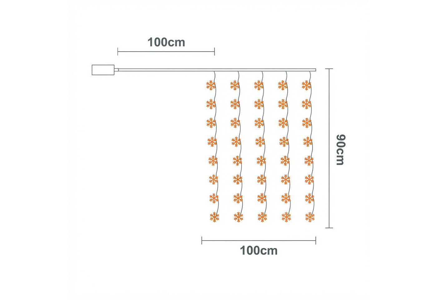 Spetebo Lichtervorhang LED Schneeflocken Lichtervorhang mit Timer - 100cm, 40-flammig, mit 8 Funktionen und Timer – Bild 4 von 5