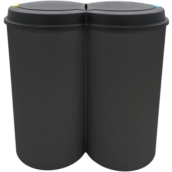 Spetebo Mülleimer Abfalleimer 2x25 Liter Duo Bin Doppel Müll Eimer Abfall Trenner, Deckel mit Druckknopf