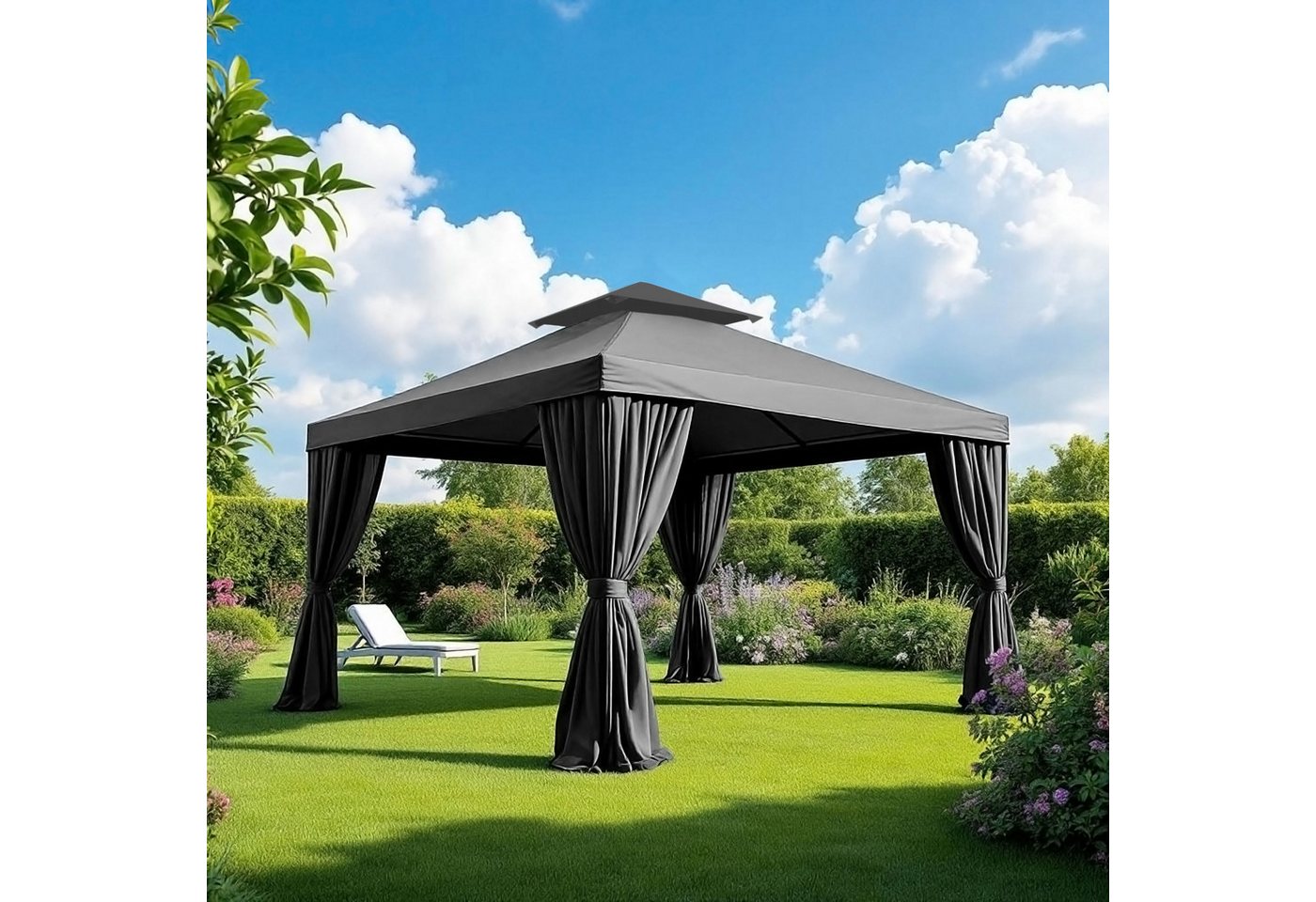 Spetebo Pavillon-Ersatzdach Ersatzdach mit Kaminabzug - anthrazit, (Stück, Ersatzdach), PVC Pavillondach wasserdicht – Bild 5 von 5