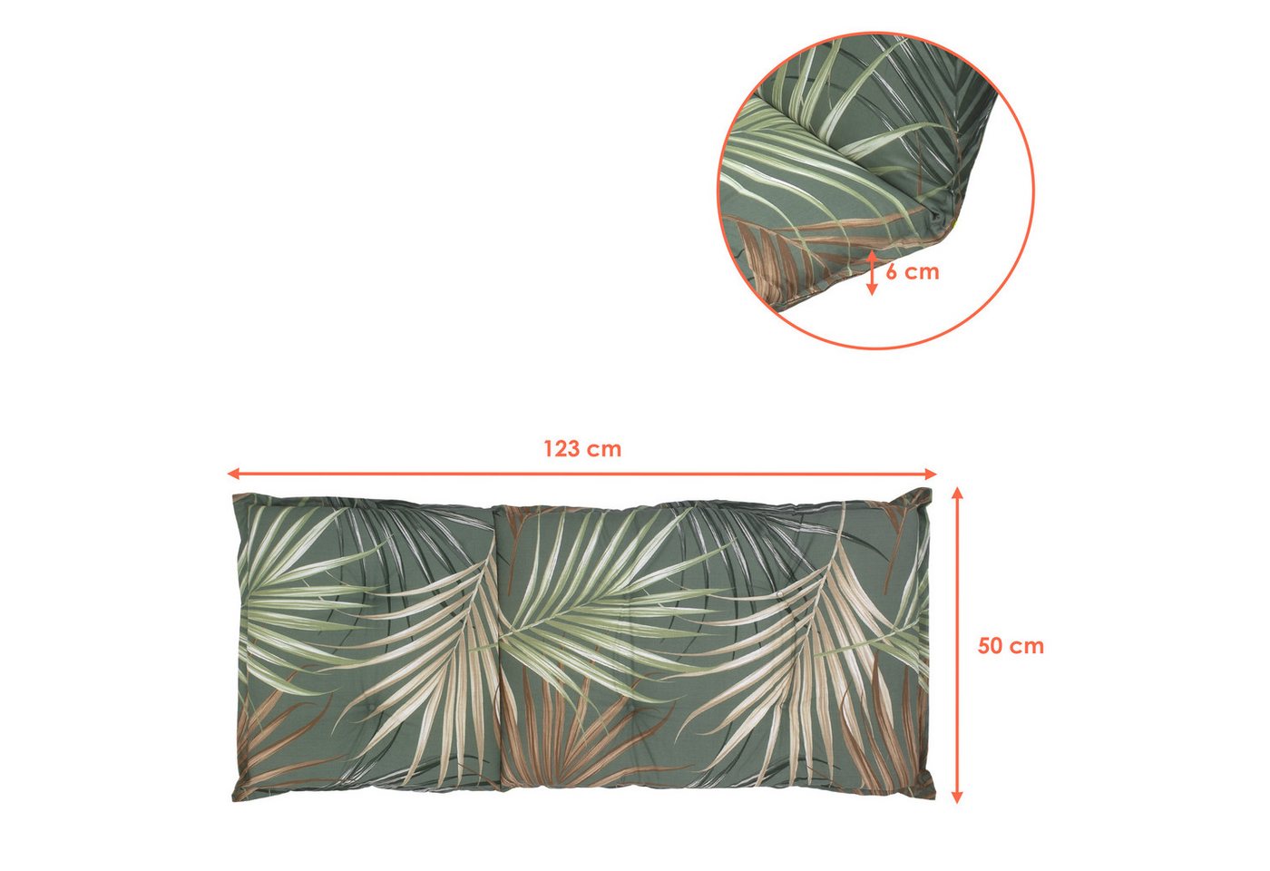 Spetebo Polsterauflage Universal Auflage "Palmen" mit Einstellband Gartenstuhl Kissen, (1 St), mit Eckbändern – Bild 2 von 5