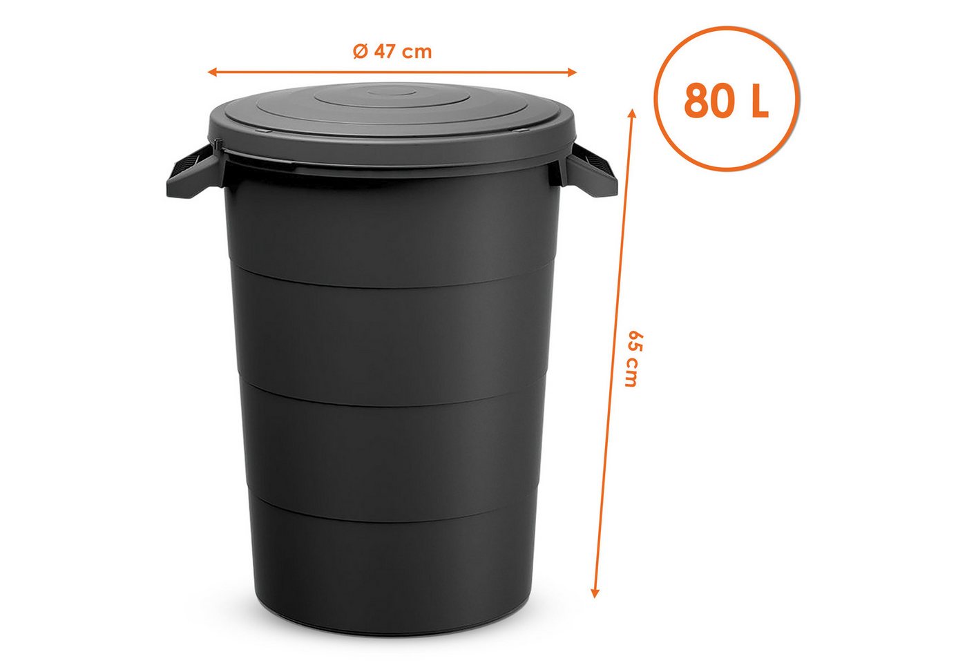Spetebo Regentonne Regentonne 80 Liter mit Deckel - anthrazit, 80.00 l, (Packung, 1-tlg., mit Tragegriffen), Universal Kunststoff Garten Tonne – Bild 2 von 5