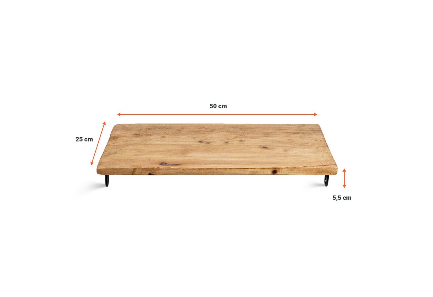 Spetebo Servierplatte Mango Servierplatte mit 4 Standfüßen - 50 cm, Holz, (Stück, 1-tlg., schönes Serviertablett), großes Holz Tablett für Käse oder Tapas – Bild 3 von 5