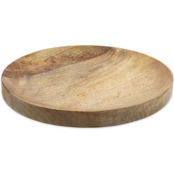 Spetebo Servierplatte Rund aus Mangoholz, Mangoholz, (Servierplatte, 1-tlg., Platte Groß), mit erhöhtem Rand