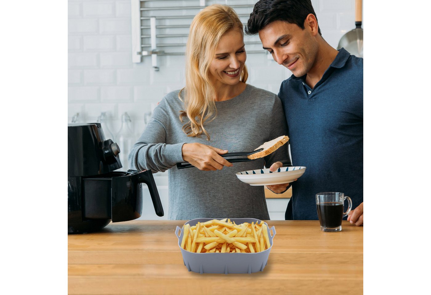 Spetebo Silikonform Airfryer Einsatz, (Set 2-tlg), für Heißluftfritteuse und Backofen bis 260 °C – Bild 5 von 5