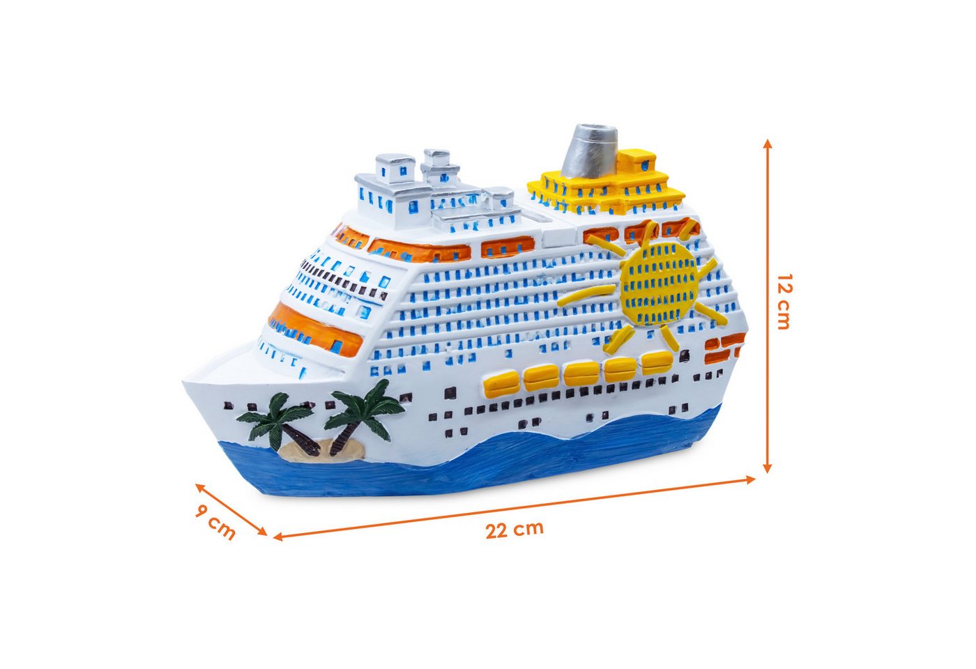 Spetebo Spardose Spardose in Form eines Kreuzfahrtschiffes, (20 x 11 cm, 1-tlg., mehrfarbig), Originelle Reisekasse aus Polyresin – Bild 2 von 5